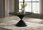 Haven 59" Round Ebony Black Pedestal Dining Table with Hourglass Base