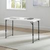 White 4 Foot Adjustable Height Folding Plastic Table, Easy Fold, Indoor Outdoor, 5-Year Warranty, Resistant to Scratch, Stain & UV Damage