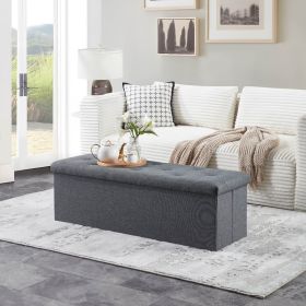 Folding Storage Ottoman Bench, Ottoman Foot Rest, End of Bed Bench, Storage Chest, with Flipping Lid, for Living Room, Bedroom, Entryway, 47 Inches