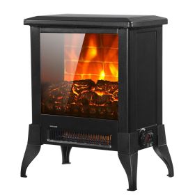 ZOKOP 14inch 1400w Freestanding Fireplace, Fake Wood, Single Color, Heating Wire, One Rocker Flame Switch Button, One Rocker Heating Switch Button