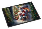 NEW Bichon Frise and Santa Claus Doormat Front Door Mat Indoor Outdoor Rugs for Entryway, Non Slip Washable Low Pile, 18H X 27W