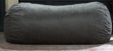Jasper Traditional 8 Foot Cylindrical Suede Bean Bag, Charcoal