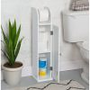 Slim Bath Cabinet with Toilet Paper Holder, White