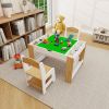 Kids 2 in 1 Play Table & 2 Chairs Set,with 7 Storage Compartments,Compatible with LEGO Building Block