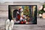 NEW Westie and Santa Claus Doormat Front Door Mat Indoor Outdoor Rugs for Entryway, Non Slip Washable Low Pile, 18H X 27W