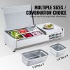 VEVOR Refrigerated Condiment Prep Station, 130 W Countertop Refrigerated Condiment Station, with 1 1/3 Pan & 4 1/6 Pans, 304 Stainless Body and PC Lid