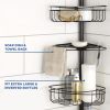 4 Tier Steel Tension Pole Shower Caddy with 3 Baskets & Soap Tray Shelf, Oil-Rubbed Bronze