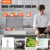 VEVOR Refrigerated Condiment Prep Station, 130 W Countertop Refrigerated Condiment Station, with 1 1/3 Pan & 4 1/6 Pans, 304 Stainless Body and PC Lid