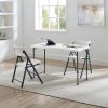 White 4 Foot Adjustable Height Folding Plastic Table, Easy Fold, Indoor Outdoor, 5-Year Warranty, Resistant to Scratch, Stain & UV Damage