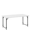 White 4 Foot Adjustable Height Folding Plastic Table, Easy Fold, Indoor Outdoor, 5-Year Warranty, Resistant to Scratch, Stain & UV Damage