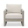 Outdoor Patio Beveled Panels Arm Chair - Modern Geometric Pattern, Rust Resistant