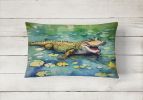 NEW Watercolor Wildlife Throw Pillow Throw Pillow for Indoor Couch Bed Outdoor Patio Washable, Alligator 2866,12Hx16W