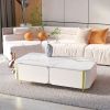 1pc Modern Luxury Coffee Table, 51.1" Rectangle Coffee Table with Drawer, Faux Marble Top, Curved Profile Design, Gold Metal Decor
