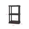 Black Plastic 3-Tier 32" H x 20.07" W x 12" D, 150lb Total Capacity