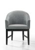 Haven Set of 2 Gray Fabric Barrel Dining Chair with Black Finish Legs