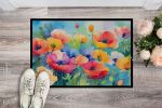 NEW Anemones in Watercolor Doormat Front Door Mat Indoor Outdoor Rugs for Entryway, Non Slip Washable Low Pile, 18H X 27W
