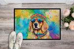 NEW Golden Retriever Hippie Dawg Doormat Front Door Mat Indoor Outdoor Rugs for Entryway, Non Slip Washable Low Pile, 18H X 27W