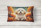Autumn Leaves Throw Pillow Throw Pillow for Indoor Couch Bed Outdoor Patio Washable, Coton De Tulear,12Hx16W
