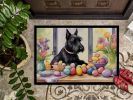 Decorating Easter Scottish Terrier Doormat Front Door Mat Indoor Outdoor Rugs for Entryway, Non Slip Washable Low Pile, 24H X 36W