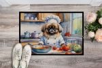 Pekingese The Chef Doormat Front Door Mat Indoor Outdoor Rugs for Entryway, Non Slip Washable Low Pile, 24H X 36W