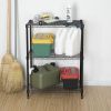 3-Tier Multipurpose Wire Shelving Rack, Black Color,750lbs Load Capacity, for Adult