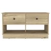 Light Oak Rectangle 2-Shelf 2-Drawer Storage Bench