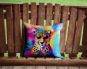 NEW Hippie Animal Cheetah Throw Pillow Machine Washable, Indoor Outdoor Decorative Pillow for Couch, Bed or Patio, 14Hx14W