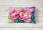 Flowers in Watercolor Throw Pillow Throw Pillow for Indoor Couch Bed Outdoor Patio Washable, Peonies 1594,12Hx16W