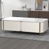 1pc Modern Luxury Coffee Table, 51.1" Rectangle Coffee Table with Drawer, Faux Marble Top, Curved Profile Design, Gold Metal Decor