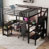 Metal Full Loft Bed with Wardrobe and LED Light, Full Size Loft Bed with L Shaped Desk and USB for Kids Teens Adults