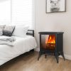 ZOKOP 14inch 1400w Freestanding Fireplace, Fake Wood, Single Color, Heating Wire, One Rocker Flame Switch Button, One Rocker Heating Switch Button