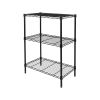 3-Tier Multipurpose Wire Shelving Rack, Black Color,750lbs Load Capacity, for Adult
