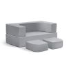 4PCS Modular Kids Play Couch Filled with 100% 28D Sponge,Toddler Nugget Convertible Couch