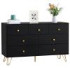 7 Drawer Dresser For Bedroom, Storage Cabinet With Golden Handles, Modern Closet Of Drawers For Living Room