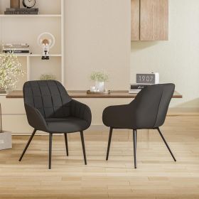 Modern dining chairs (set of 2), upholstered armchairs with upholstered seats, armrests and backrests, linen-backed upholstered armchairs (Color: Black)