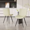 Dining Chairs Set of 2 Upholstered Mid Century Modern Kitchen Dining Room Chairs Armless Faux Leather Accent Chairs Metal Vanity Lounge Chair with Bac
