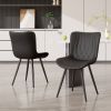 Dining Chairs Set of 2 Upholstered Mid Century Modern Kitchen Dining Room Chairs Armless Faux Leather Accent Chairs Metal Vanity Lounge Chair with Bac