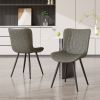 Dining Chairs Set of 2 Upholstered Mid Century Modern Kitchen Dining Room Chairs Armless Faux Leather Accent Chairs Metal Vanity Lounge Chair with Bac