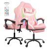 Gaming Chair with LED Light Control, Adjustable Backrest and Seat Height Swivel Recliner