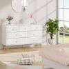 7 Drawer Dresser For Bedroom, Storage Cabinet With Golden Handles, Modern Closet Of Drawers For Living Room