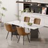 Dining Chairs Set of 2 Upholstered Mid Century Modern Kitchen Dining Room Chairs Armless Faux Leather Accent Chairs Metal Vanity Lounge Chair with Bac