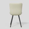 Dining Chairs Set of 2 Upholstered Mid Century Modern Kitchen Dining Room Chairs Armless Faux Leather Accent Chairs Metal Vanity Lounge Chair with Bac