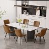 Dining Chairs Set of 2 Upholstered Mid Century Modern Kitchen Dining Room Chairs Armless Faux Leather Accent Chairs Metal Vanity Lounge Chair with Bac