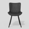 Dining Chairs Set of 2 Upholstered Mid Century Modern Kitchen Dining Room Chairs Armless Faux Leather Accent Chairs Metal Vanity Lounge Chair with Bac