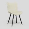 Dining Chairs Set of 2 Upholstered Mid Century Modern Kitchen Dining Room Chairs Armless Faux Leather Accent Chairs Metal Vanity Lounge Chair with Bac