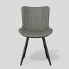Dining Chairs Set of 2 Upholstered Mid Century Modern Kitchen Dining Room Chairs Armless Faux Leather Accent Chairs Metal Vanity Lounge Chair with Bac
